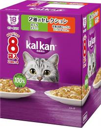 カルカンパウチ　18歳から　2種　まぐろ　たい入り　お魚・お肉　まぐろ・かつお・ささみ 60g×8